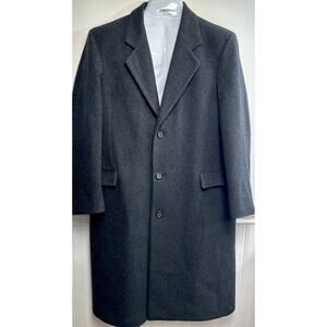 Tailors Row By DeansGate Mens Wool Overcoat 42 Black Dark Gray No Flaws Preppy
